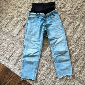 Topshop over-belly maternity boyfriend raw-hem jeans
